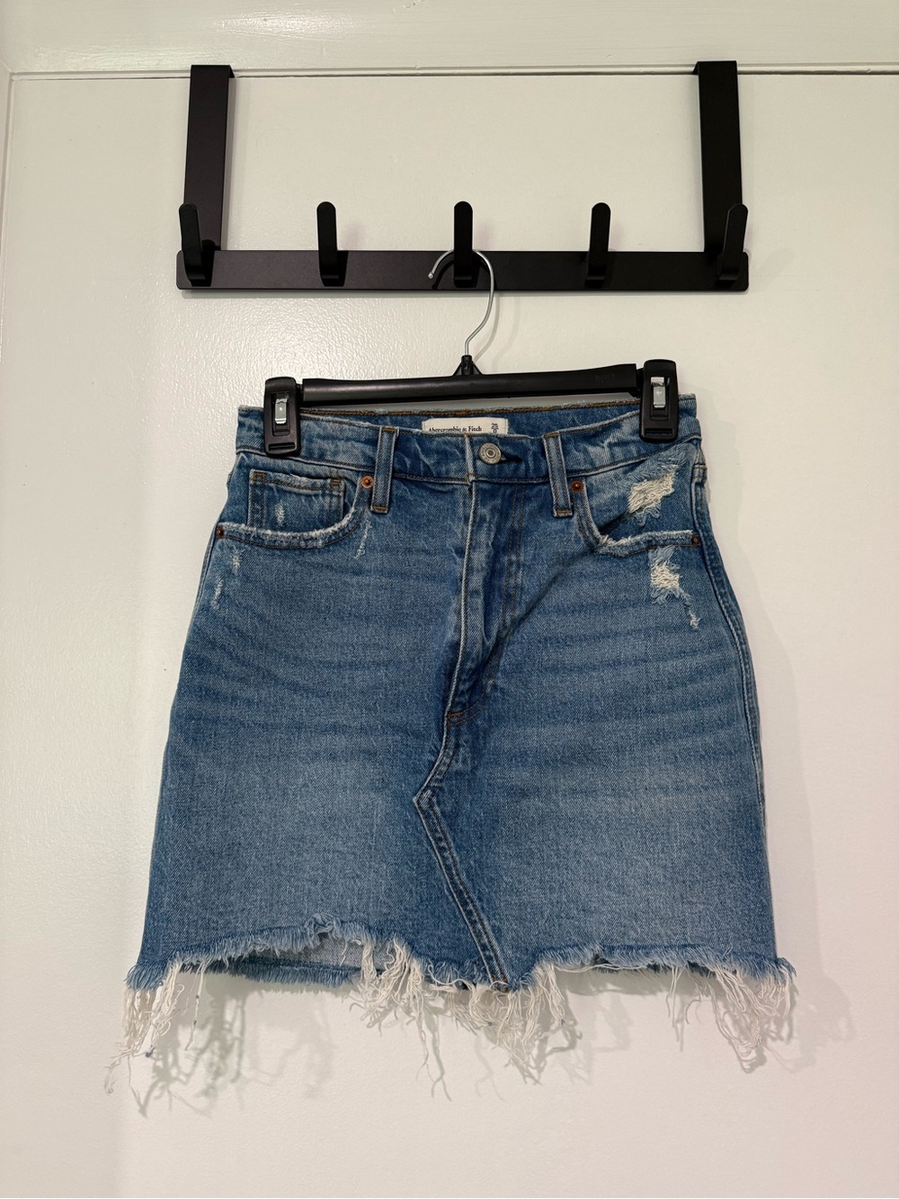 Abercrombie & Fitch curve love Distressed Light Blue Denim Skirt